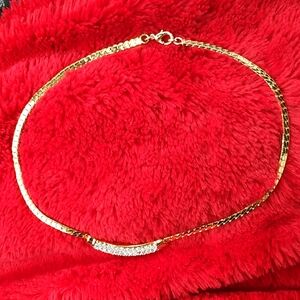 Vintage Christian Dior Gold Tone Choker With Pave Rhinestones/Crystals.